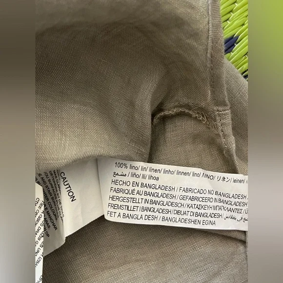 Zara 100% Linen Taupe Gray Lightweight Boxy Shirt Size Large Button Down Casual - Picture 11 of 11